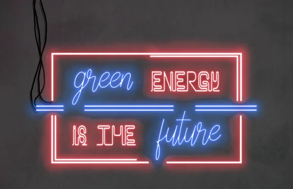 Bright Neon Lights Wall Green Energy Future — Stock Photo, Image