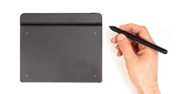 Tekening Tablet Geïsoleerd Wit Met Clipping Pad — Stockfoto