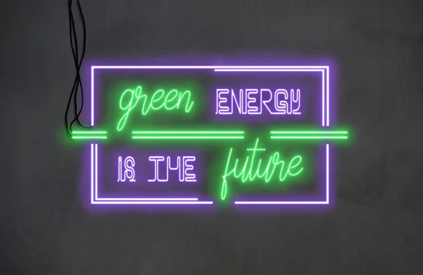 Bright Neon Lights Wall Green Energy Future — Stock Photo, Image