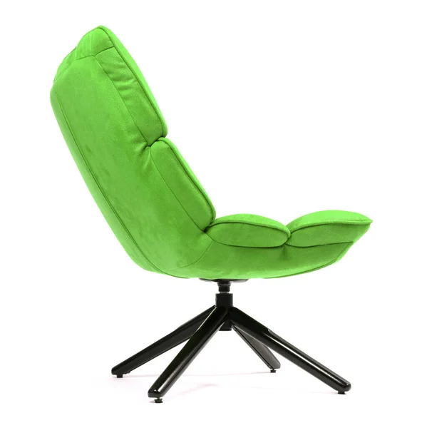 Sedia Lounge Moderna Scamosciata Verde Isolata Sfondo Bianco — Foto Stock
