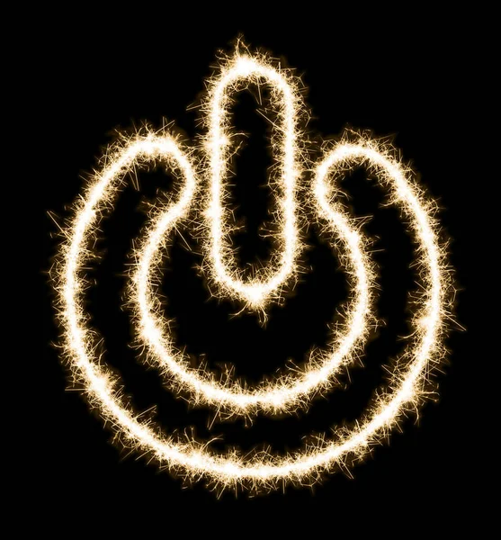 Power Symbol Made Out Sparkles Isolated Black — Stock Photo, Image