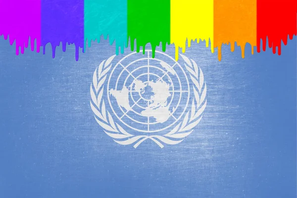 Paint Colors Rainbow Flag Dripping National Flag United Nations — Stock Photo, Image