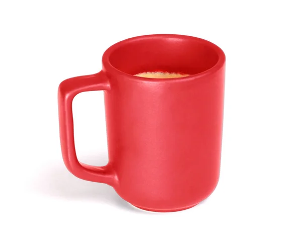 Caneca Café Vermelho Com Café Expresso Isolado Branco — Fotografia de Stock