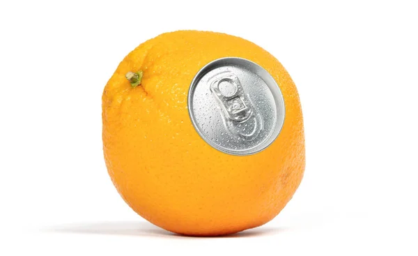 Apelsinläsk Orange Förpackning Isolerad Vitt — Stockfoto