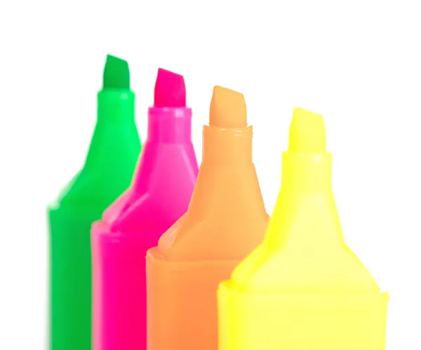 Colorful Highlighter Markers Various Colors Isolated White Background — Stock Photo, Image