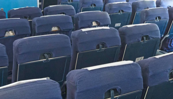 Assentos Classe Econômica Avião Foco Seletivo — Fotografia de Stock