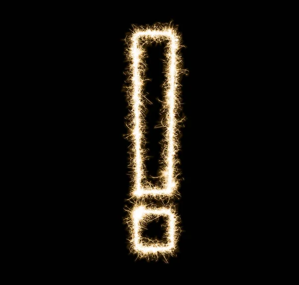 Exclamation Mark Made Out Sparkles Isolated Black — Stock Photo, Image