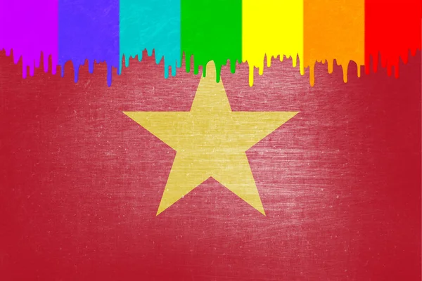 Paint Colors Rainbow Flag Dripping National Flag Vietnam — Stock Photo, Image