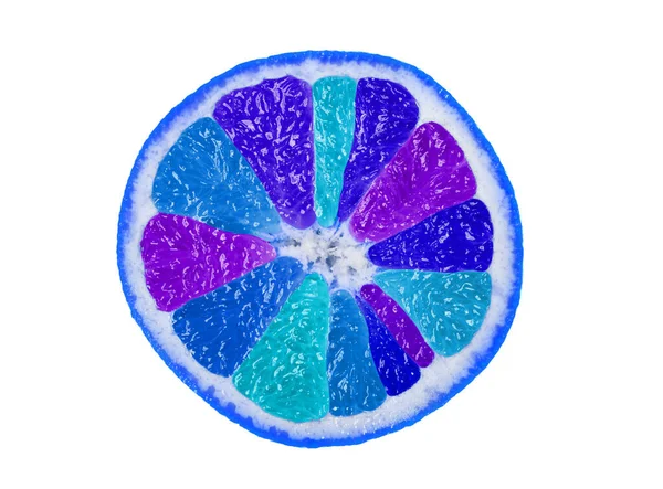 Seltsam Aussehender Schnitt Aus Blauen Orangenfrüchten Isoliert — Stockfoto