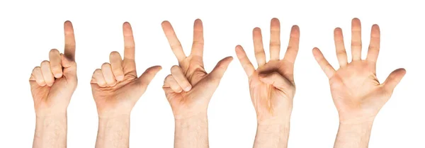 One Five Fingers Count Hand Gesture Isolated White Background — Stock Photo, Image