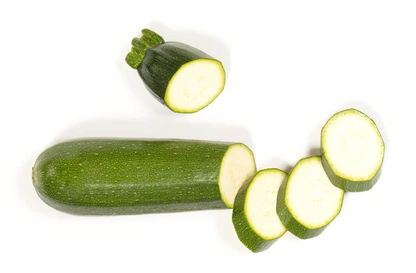 Courgettes Tranchées Isolées Sur Fond Blanc — Photo