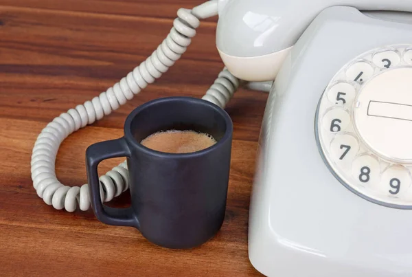 Old Office Have Break Small Espresso Cup Old Telephone Selective — Stock Photo, Image