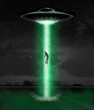 UFO tarafından kaçırılan bir adam - uzaylı kaçırma kavramı