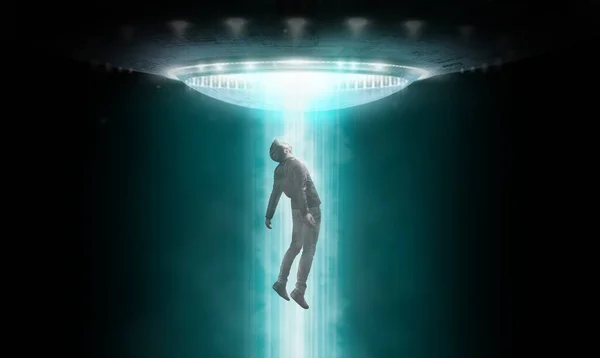 Muž Unesený Ufo Koncepce Únosu Mimozemšťany — Stock fotografie