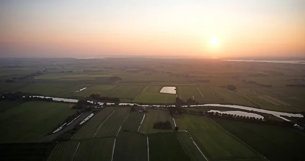 Luftaufnahme Über Friesland Eine Der Nördlichen Provinzen Der Niederlande — Stockfoto