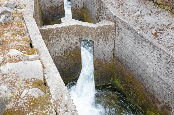 Pohled Velký Betonový Žebřík Lososa Islandském Vodopádu Glanni — Stock fotografie