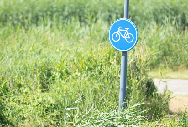 Señal Tráfico Carril Bici Sendero Para Ciclistas Naturaleza —  Fotos de Stock