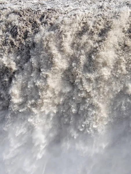 Dettifoss是冰岛东北部Vatnajkull国家公园的瀑布 也是欧洲最强大的瀑布 Closeup — 图库照片