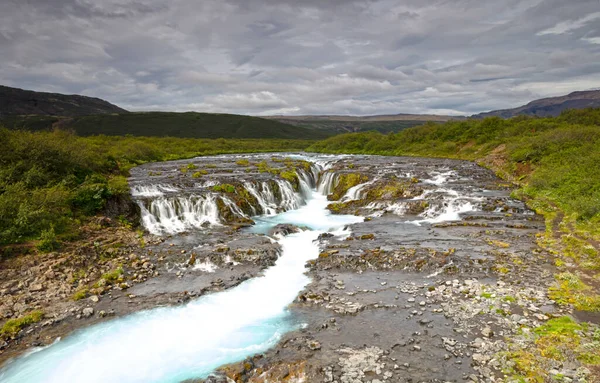 Cachoeira Bruarfoss Islândia Água Gelada Azul Brilhante — Fotografia de Stock