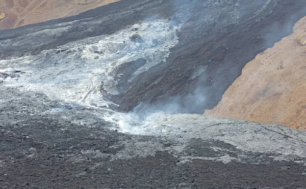 Detailní Záběr Nového Lavafieldu Sopečné Erupce Fagradalsfjall Island — Stock fotografie