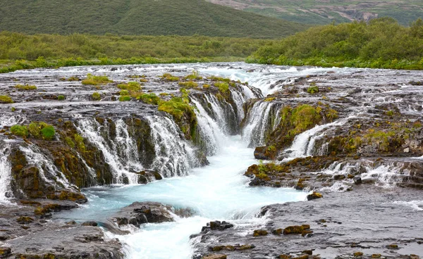 Bruarfoss Wasserfall Island Strahlend Blaues Eiskaltes Wasser — Stockfoto