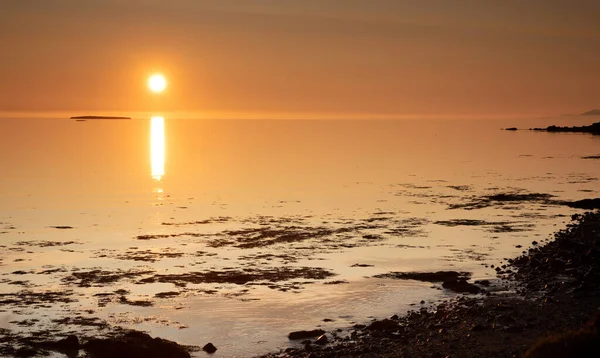 Солнце Заката Солнца Солнечный Атлантический Океан Исландии — стоковое фото