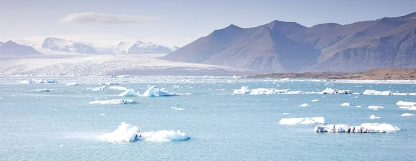 Jokulsarlon Maior Lagoa Glaciar Lago Sudeste Islândia Frente Glaciar Breidamerkurjokull — Fotografia de Stock