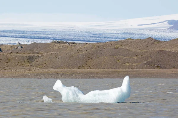 Fjallsarlon Glacial Tele Úszó Jéghegyek Közelében Fjallsjokull Gleccser — Stock Fotó