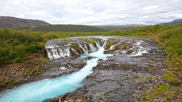 Cachoeira Bruarfoss Islândia Água Gelada Azul Brilhante — Fotografia de Stock