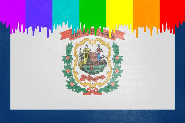 Farbe Den Farben Der Regenbogenfahne Tropft Über Die Flagge Des — Stockfoto