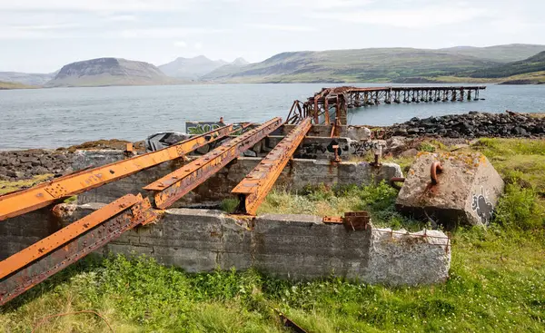 Detalhes Antigo Cais Uma Base Naval Abandonada Islândia Hvtanes Hvalfjrdur — Fotografia de Stock
