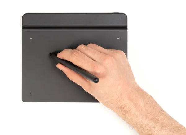 Tekening Tablet Geïsoleerd Wit Met Clipping Pad — Stockfoto