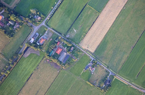 Hollanda Nın Kuzey Illerinden Biri Olan Friesland Tarım Arazisi Yukarıdan — Stok fotoğraf