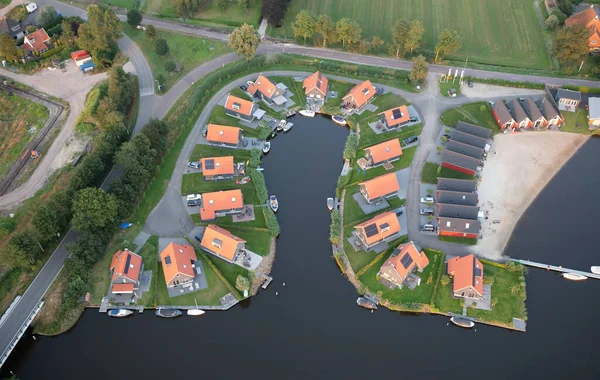 Mezőgazdasági Táj Friesland Egyik Északi Tartományok Hollandia Friesland Felülről Házak — Stock Fotó
