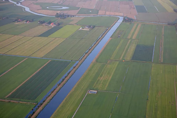 Hollanda Nın Kuzey Illerinden Biri Olan Friesland Tarım Arazisi Yukarıdan — Stok fotoğraf