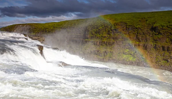 Cascade Islande Puissant Gullfoss Sur Cercle — Photo