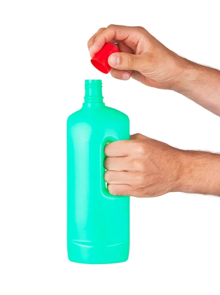 Plastic bottle cleaning-detergent — Stock Photo, Image