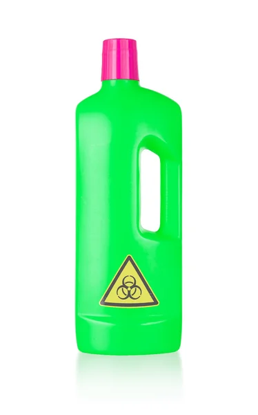 Plastic bottle cleaning-detergent, biohazard — Stock Photo, Image