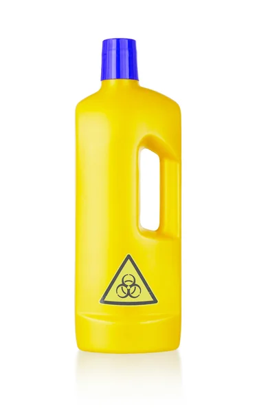 Botella de plástico detergente de limpieza, peligro biológico —  Fotos de Stock