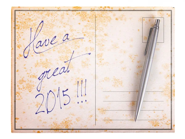 Old paper postcard - Have a great 2015 — Stock Photo, Image