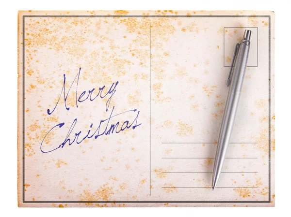 Old paper postcard - Merry Christmas — Stock Photo, Image