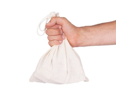 Dirty old brown textured sack isolated 