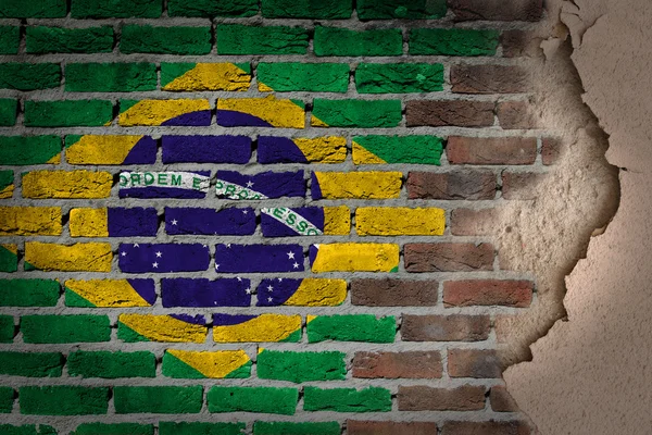 Dunkle Ziegelwand mit Putz - Brasilien — Stockfoto