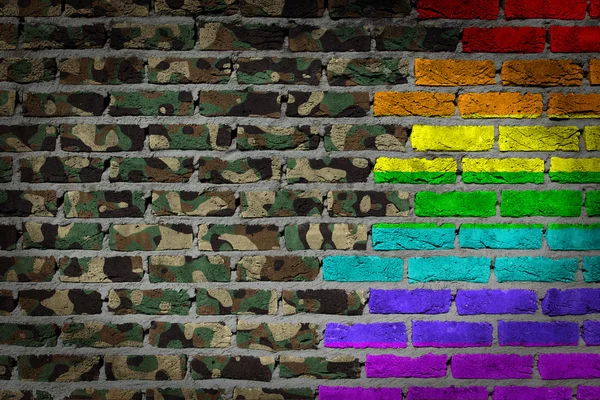 Dark brick wall - LGBT rights - Army camouflage — Stock Photo, Image