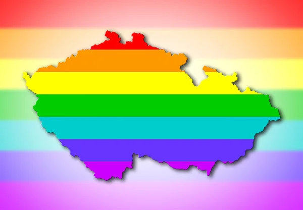 彩虹旗图案-捷克共和国 — 图库照片