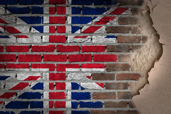 Parede de tijolo escuro com gesso - Reino Unido — Fotografia de Stock