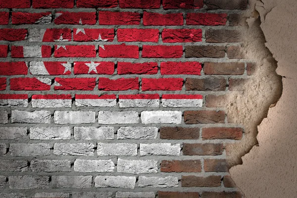 Dark brick wall with plaster - Singapore — Stock Photo, Image