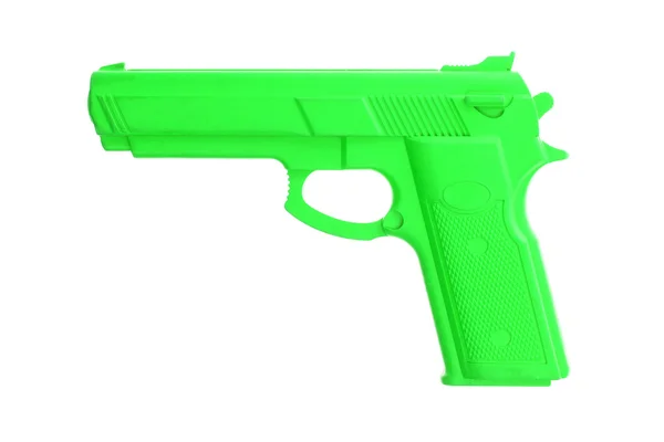 Pistola da addestramento verde isolata su bianco — Foto Stock