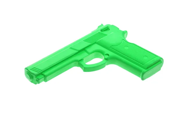 Pistola da addestramento verde isolata su bianco — Foto Stock