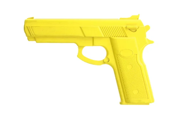 Pistola de treinamento amarelo isolado em branco — Fotografia de Stock